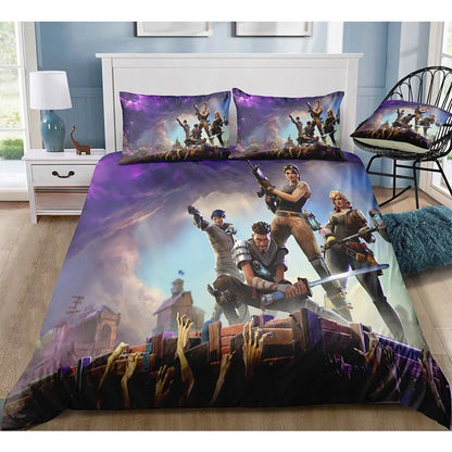 Juego de cama Fortnite con funda nórdica de 3 piezas, diseño 3D, ropa de cama para dormitorio, gaming, anime y dibujos animados, funda de almohada, decoración de habitación, regalo