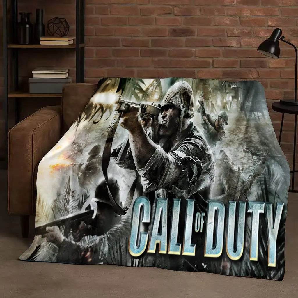 3D Classic Gun Game Call of Duty COD Ghost Simon Flannel Blanket,Ultra Soft Warm Plush Throw for Home Bedroom Bed Sofa Cover Kid