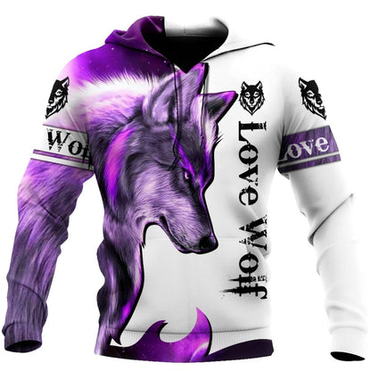 Fashion Autumn Lion, Wolf Hoodies White Tiger Skin 3D All Over Printed Men's Sweatshirt Unisex Zip Pullover Casual Jacket