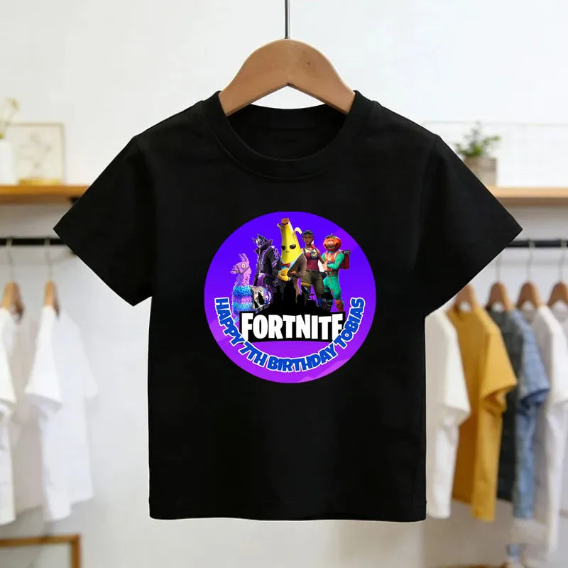 Fortnite Theme Cartoon Printed T-Shirt Summer Child White Cotton T-Shirt Cartoon Hot Game Fortnite Short Sleeve