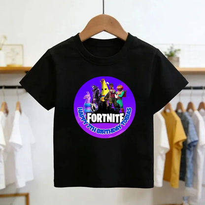 Fortnite Theme Cartoon Printed T-Shirt Summer Child White Cotton T-Shirt Cartoon Hot Game Fortnite Short Sleeve