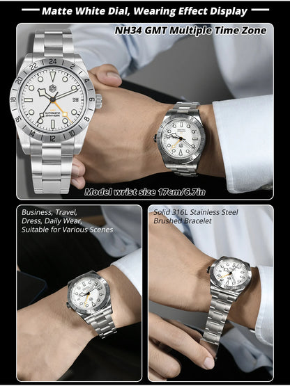 San Martin New 39mm NH34 BB GMT Automatic Mechanical Watch Sport Watch Sapphire Luminous Waterproof 100m for Men Relogio SN0054