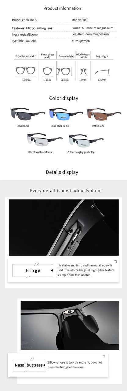 Cook sunglasses for men driving with UV-proof discoloration sunglasses polarized day and night glasses