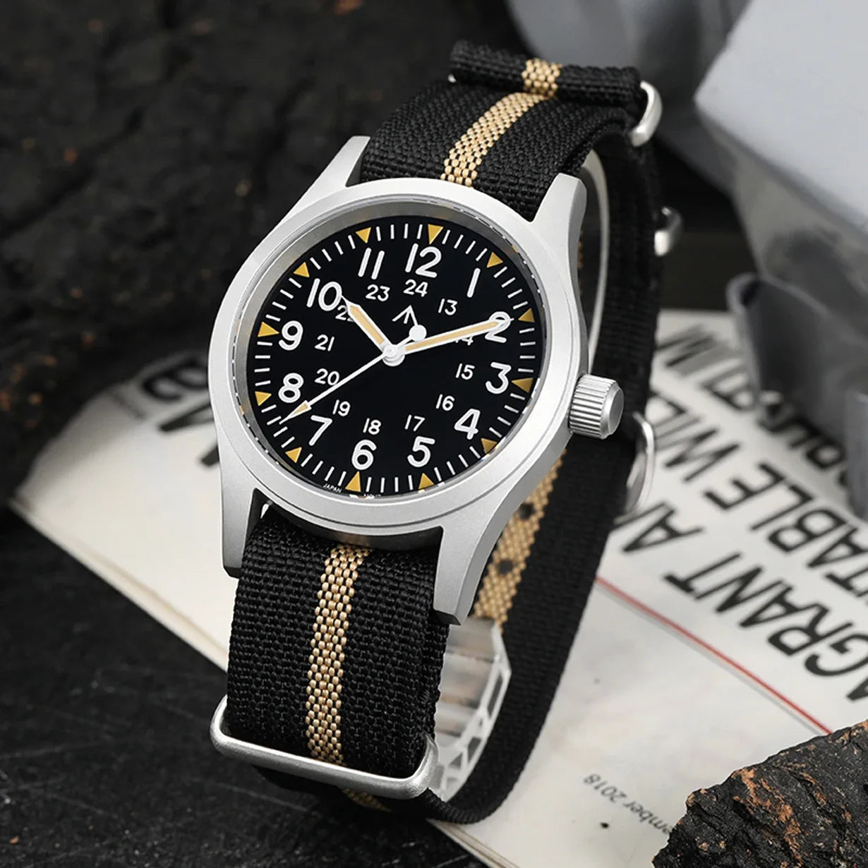 Militado ML05 38mm Military Watch Miyota 2035 Movement Domed Sapphire Crystal C3 Green Luminous 10Bar Waterproof Vintage Watches