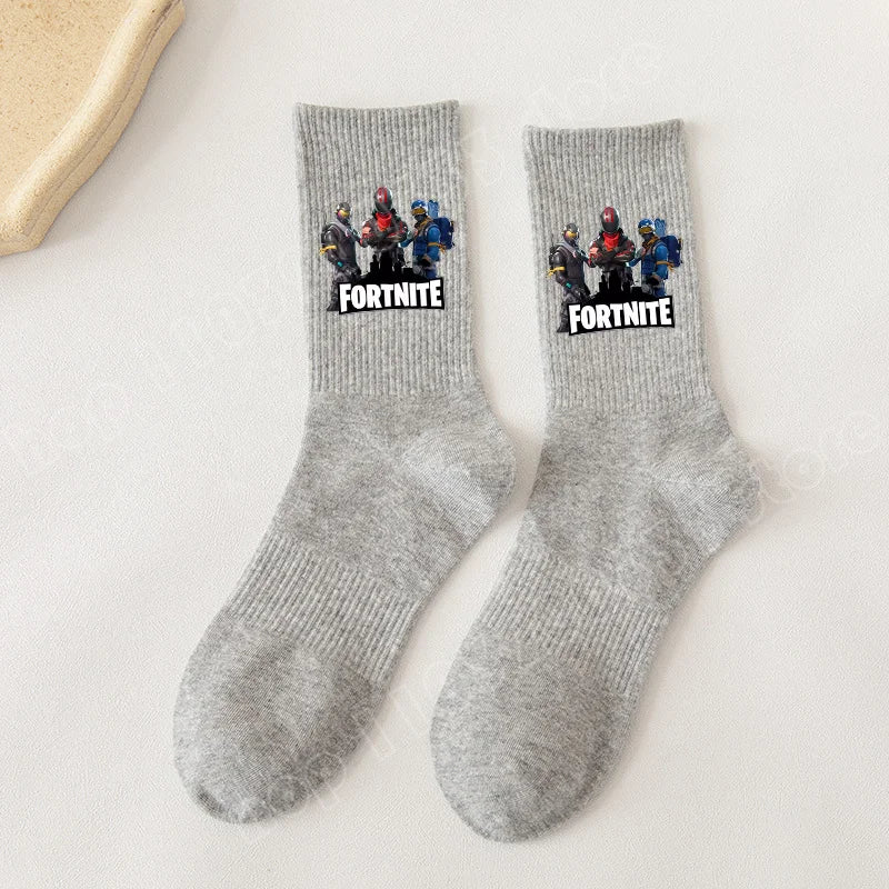 Fortnite-Socken mit Cartoon-Spielcharakter, lange Socken für Kinder und Schüler, einfarbige Baumwollsocken für Frühling und Herbst, Geburtstagsgeschenk