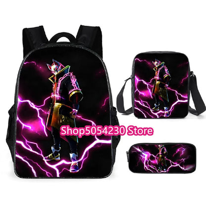 Fortnite 3PCS Backpack for Boys Victory Game 16 Inch Water Resistant Preschool Knapsack Cool Elementary School Backpacks