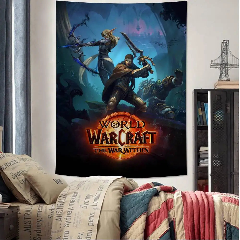 Hot Game World Of Warcraft Printed Large Wall Tapestry Cheap Hippie Wall Hanging Bohemian Wall Tapestries Mandala Home Decor