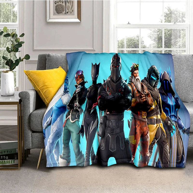 3D F-Fortnites Cartoon Game Flannel Blanket Soft Warm Throw Blanket for Bedroom Living Room Bed Travel Camping Picnic Gift