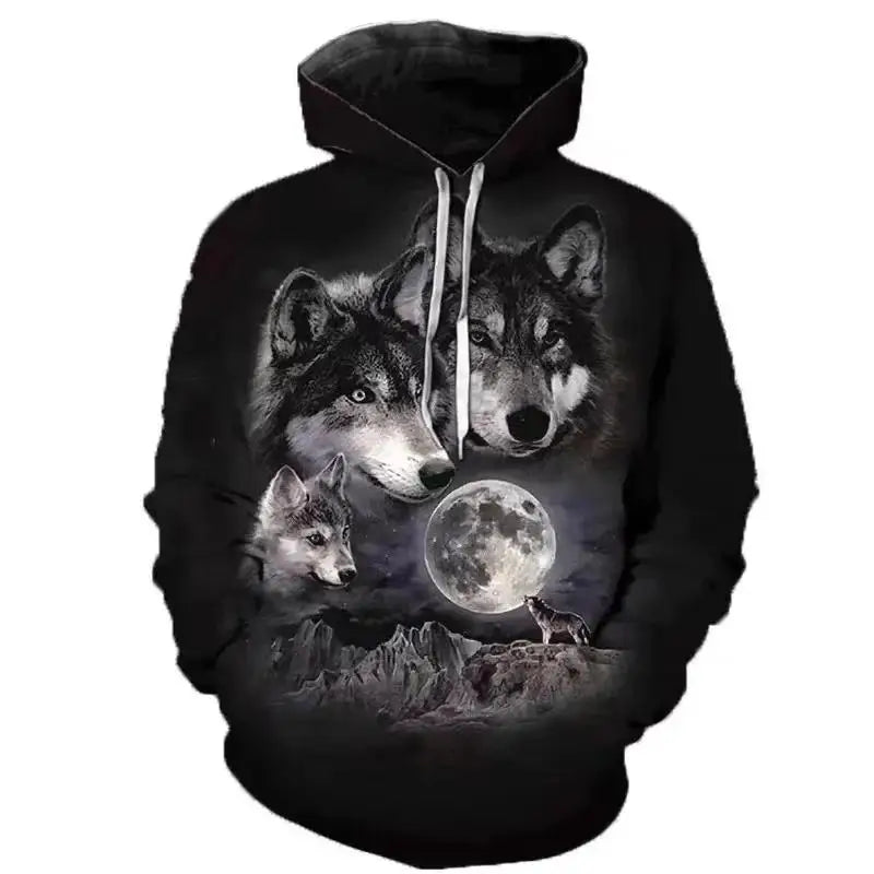 2023 Autumn Fashion New  Lover Wolf Men's Hoodie 3D Pattern Loose Fall Sweatshirt Street Funny Brand