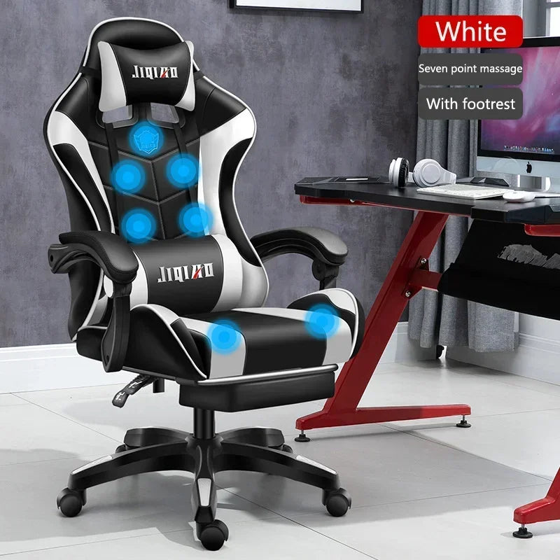 RGB Gaming Chair Ergonomic Computer Chair with Massage Function, Reclining Office Chair, Swivel Gamer Chair with Adjustable Height and Armrests