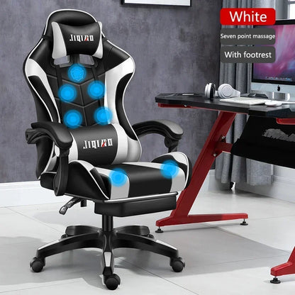 RGB Gaming Chair Ergonomic Computer Chair with Massage Function, Reclining Office Chair, Swivel Gamer Chair with Adjustable Height and Armrests