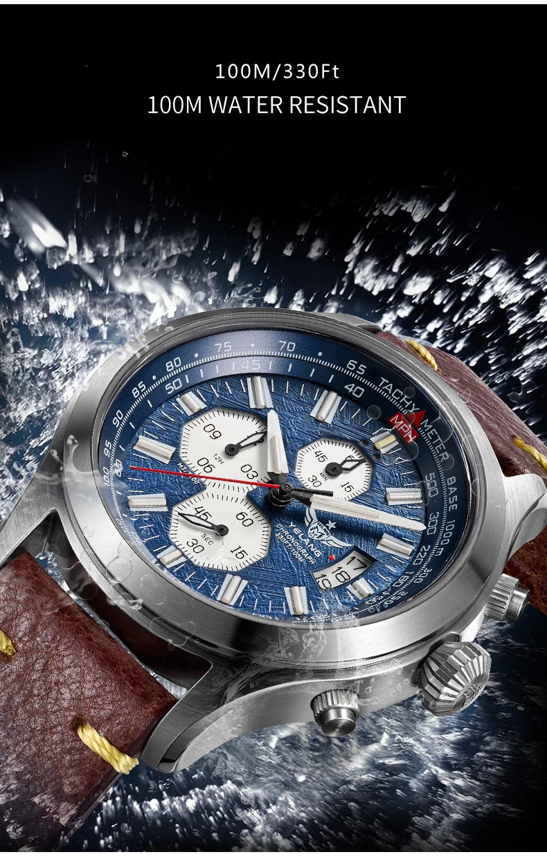 YELANG V1029S Men's Quartz Watch 42mm Japan OS10 Movement T100 Luminous 100M Waterproof Sports Military Style Watches Sapphire