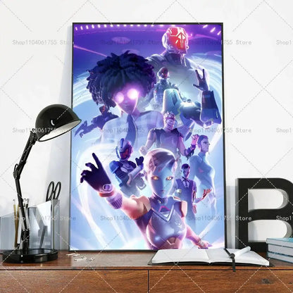 F-Fortnites-Game Popular Poster Self-adhesive Art Waterproof Paper Sticker Coffee House Bar Room Wall Decor