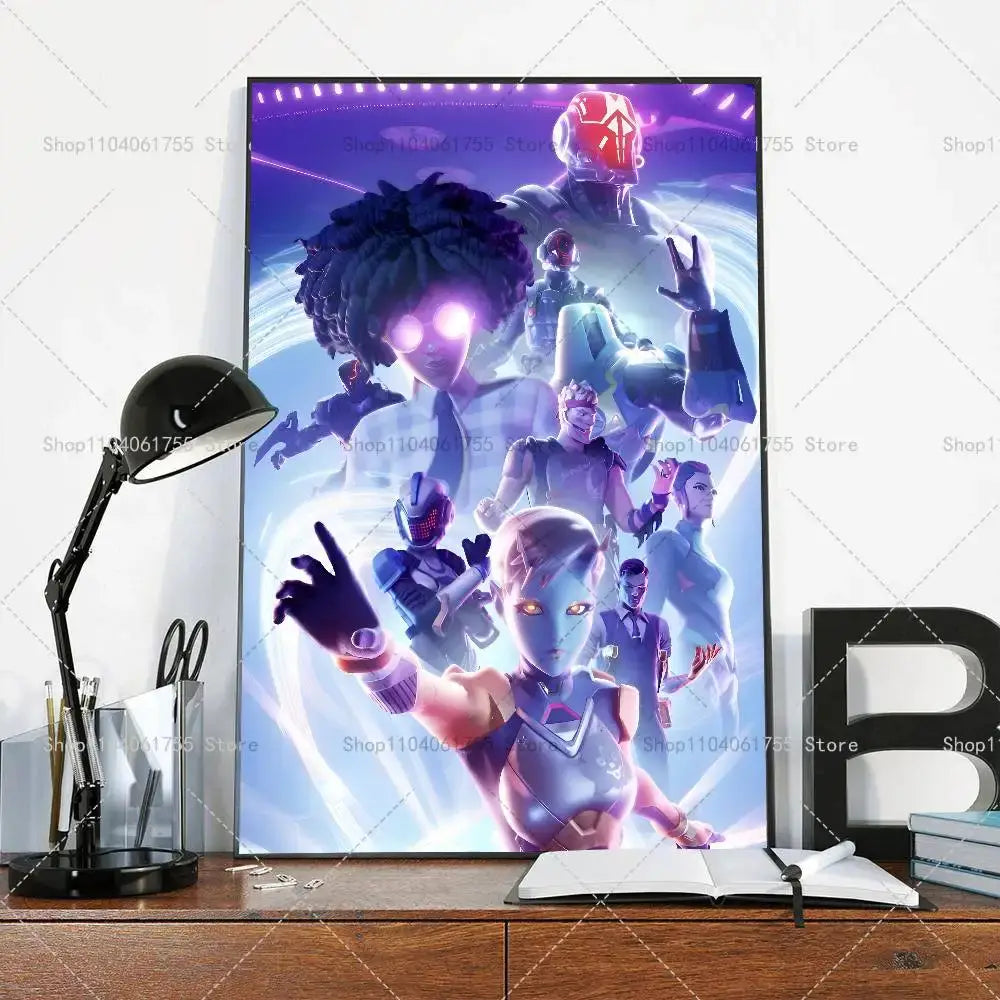F-Fortnites-Game Popular Poster Self-adhesive Art Waterproof Paper Sticker Coffee House Bar Room Wall Decor