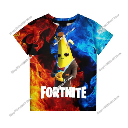 Fortnite Adult Children's Clothing 3D Digital Printing Loose Large Size Short-sleeved T-shirt Kids Summer Tee Tops