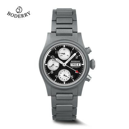 Boderry Chronograph Watch LANDMASTER Titanium Automatic mechanical Field Watches Outdoor Sport Waterproof Dive Wristwatch Men