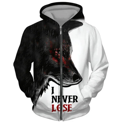Cool 3D Wolf Printed Zipper Hoodies Fashion Men/Women Streetwear Hooded Jacket Coat Unisex Casual Hip Hop Pullover Sweatshirts