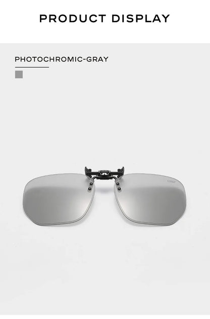 CAPONI New Sunglasses Clip For Men Square Polarized Photochromic Glasses Clip Flipped Up Protect Eyes Light Clip On Frame BS1103