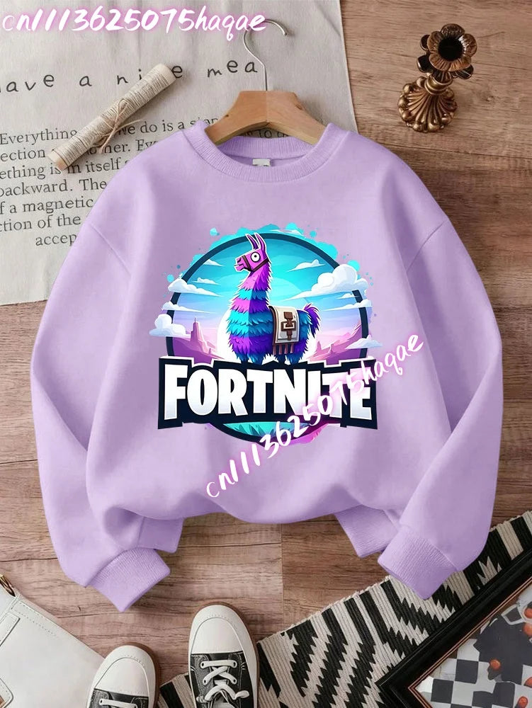 Fortnite Series Kids Sweatshirts Trendy Boys Girl Long Sleeves Pullover Tops Autumn Winter Cartoon Child Clothes Birthday Gifts