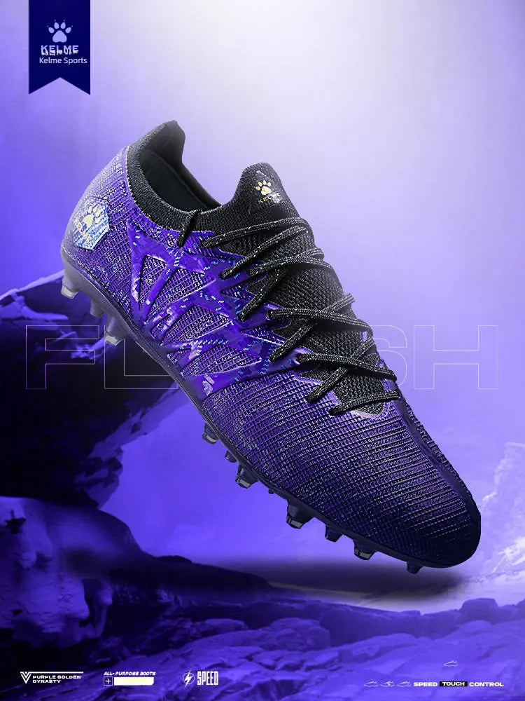 KELME Adult Football Shoes Men's Disease Electric 3.0 Short Spikes MG Professional Match Training Shoes Breathable