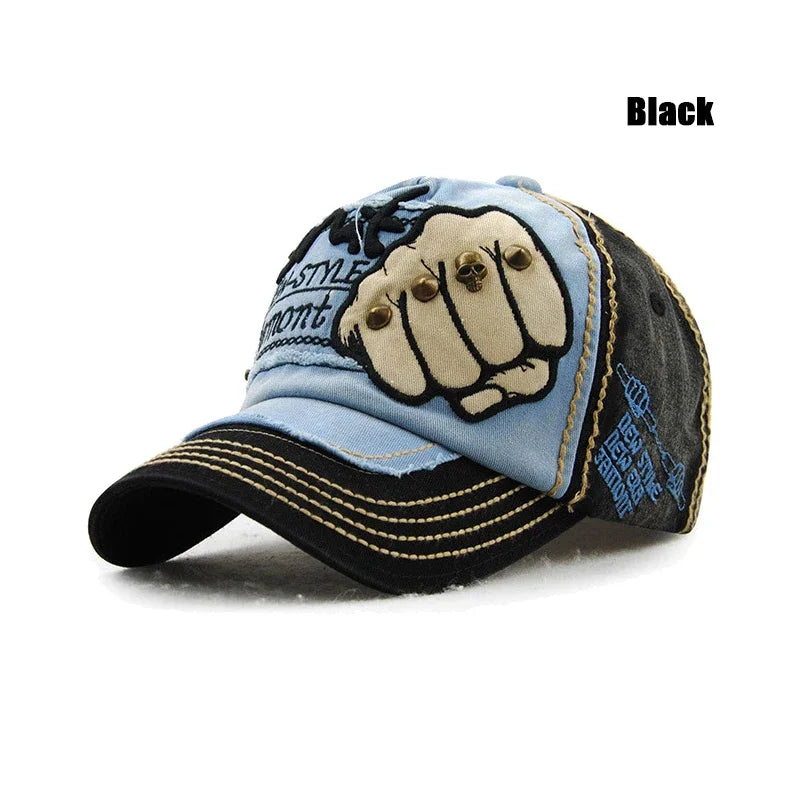 Fashion Baseball Cap Sports Outdoors Casual Cap Sun Hat Gorras Hip Hop Caps One Size Adjustable Unisex Fist Rivet Patch