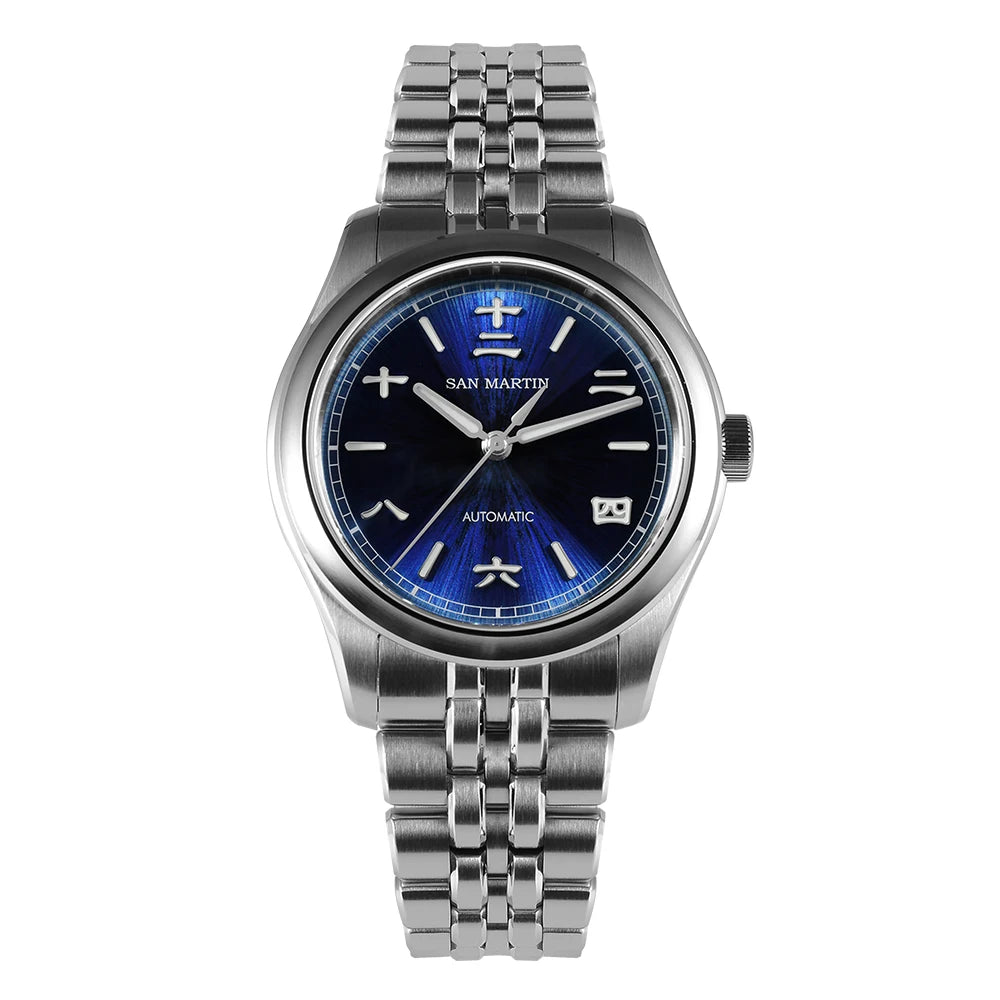 San Martin 39mm Enamel Sunray JianZhan Dial Men GADA Watch 90S5 Automatic BGW-X1 10Bar Sapphire 5-Link Bracelet SN0144CG