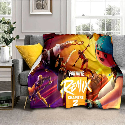 3D F-Fortnites Cartoon Game Flannel Blanket Soft Warm Throw Blanket for Bedroom Living Room Bed Travel Camping Picnic Gift
