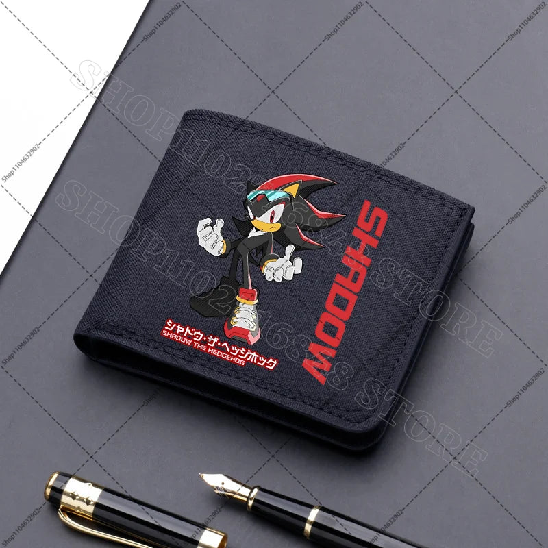 Sonics Mens Purses Men Wallets Cartoon Anime Graphic Print Cute Purse Portable Large Capacity Card Packs Birthday Party Gifts