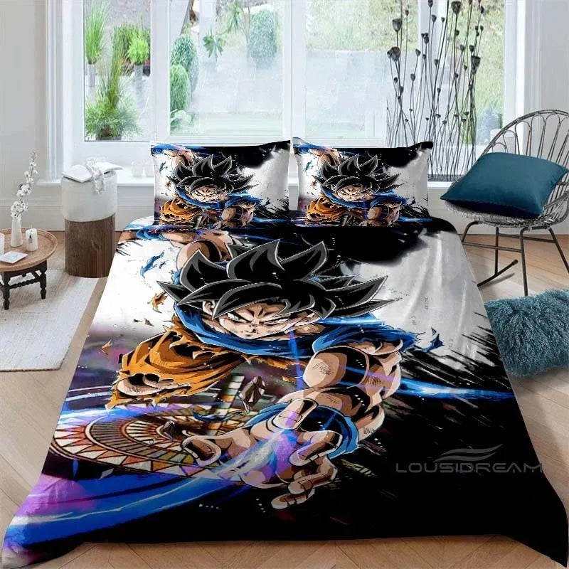 Cartoon/Anime Son Goku Dragon Ball Themed Printed Bedding Set: This soft and comfortable set includes a duvet cover and pillowcase