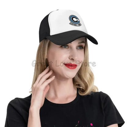 Capsule Corp Mesh-Baseballkappen Unisex-Hip-Hop-Trucker-Cap Anime DBZ Dad-Cap Verstellbare Rennkappe Sommer-Trucker-Snapback-Kappen