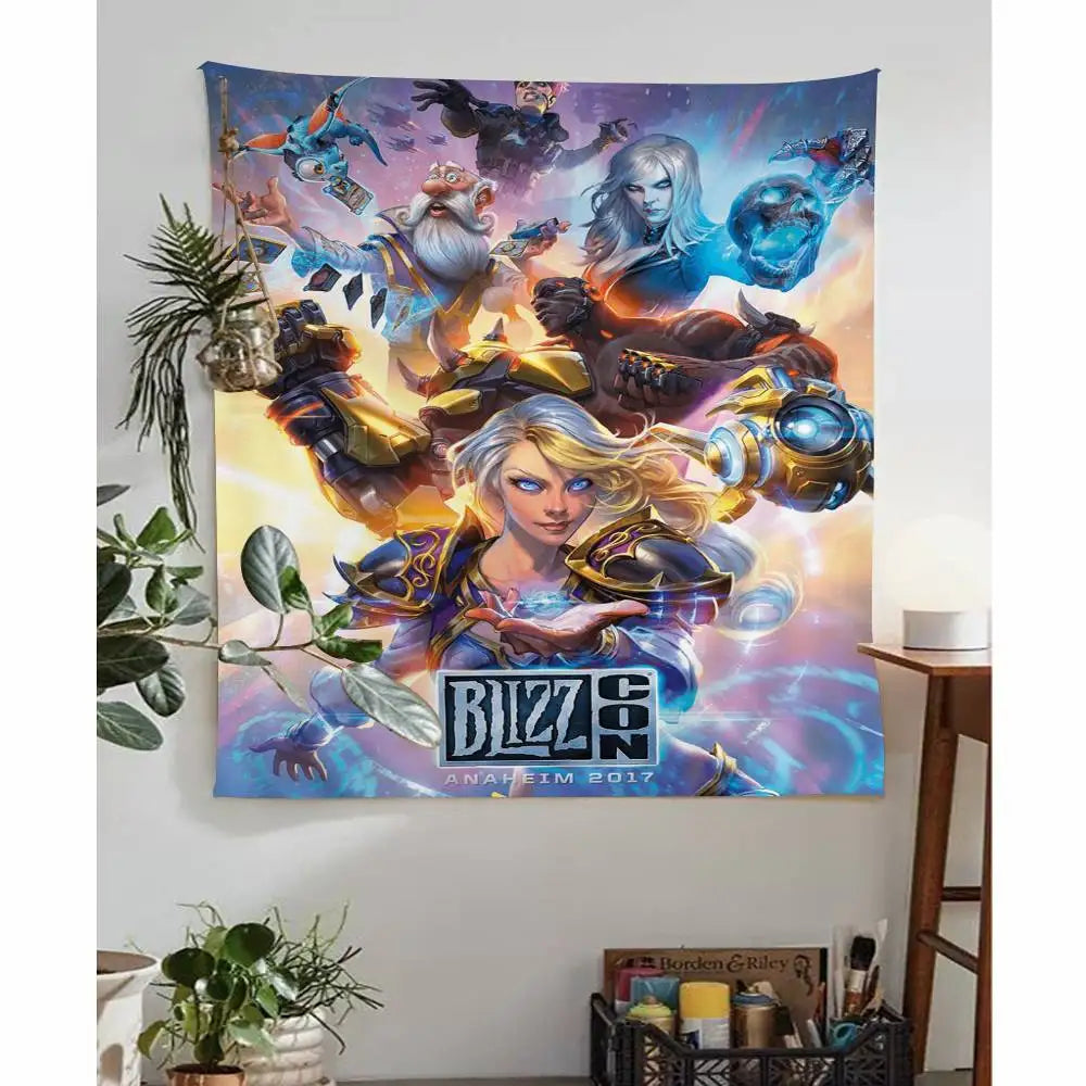 World of Warcraft Hero Colorful Tapestry Wall Hanging Hanging Tarot Hippie Wall Rugs Dorm Wall Art Decor
