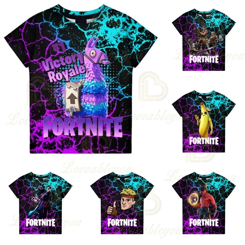 Fortnite Victory Royale Ninja Fashion 3D -T-paidat, kesäiset lyhythihaiset lastenvaatteet, sarjakuvapainatus, vauvanvaatteet, lasten T-paita