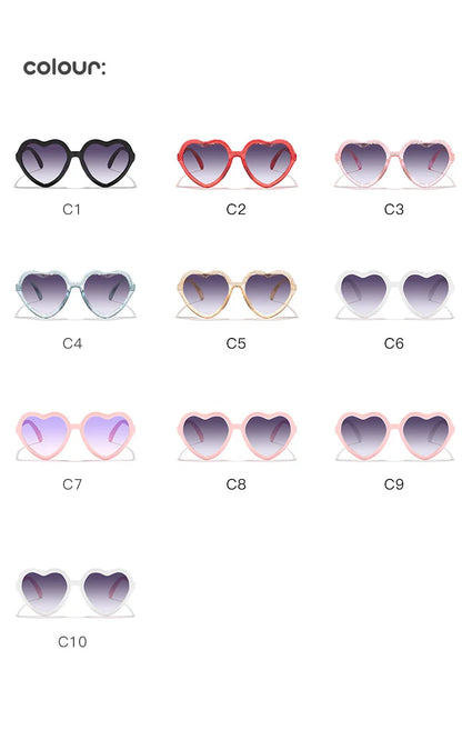 Stylish Kids rose pink Heart Sunglasses UV400 Protection Adjustable Frame for Boys Girls Baby Toddler 0-12 Years eyewear