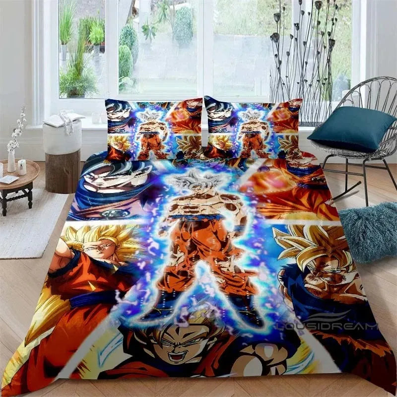 Cartoon/Anime Son Goku Dragon Ball Themed Printed Bedding Set: This soft and comfortable set includes a duvet cover and pillowcase