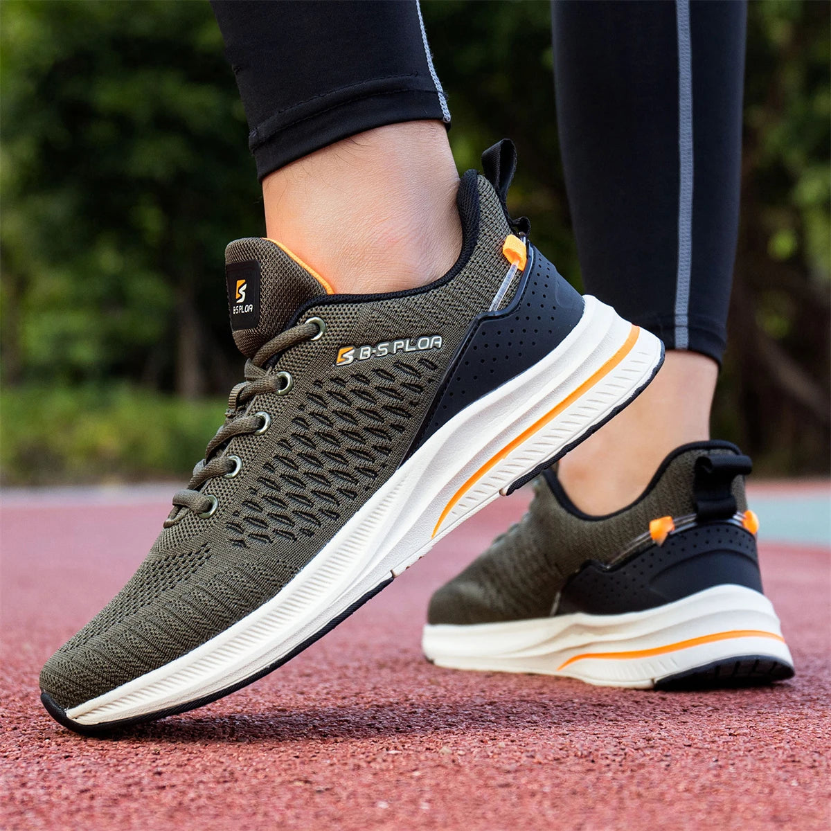 Baasploa Herren-Laufschuhe – Marke: Casual, leichte Designer-Jogging-Schuhe aus Mesh für Herren, atmungsaktive Sport- und Wanderschuhe mit Schnürung