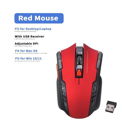 Mouse gaming optic wireless 2.4GHz cu receptor USB, 2000DPI, 6 butoane, pentru computer și laptop, accesorii