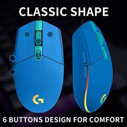 Logitech G203 LIGHTSYNC-mus trådbunden 8000 DPI-sensor RGB Sync 6 knappar mekanisk spänning för kontor och gaming