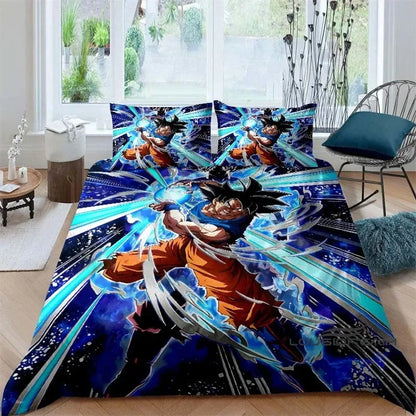 Cartoon/Anime Son Goku Dragon Ball Themed Printed Bedding Set: This soft and comfortable set includes a duvet cover and pillowcase