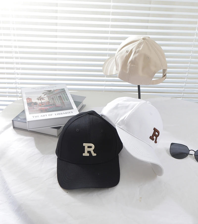 Letter R Embroidery Baseball Cap Cotton Dad Hat Adjustable Cap Men Women Streetwear Outdoor Sports Sun Hat Casual Daily Gorra