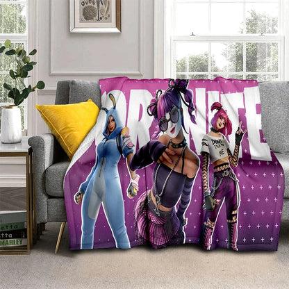 3D F-Fortnites Cartoon Game Flannel Blanket Soft Warm Throw Blanket for Bedroom Living Room Bed Travel Camping Picnic Gift