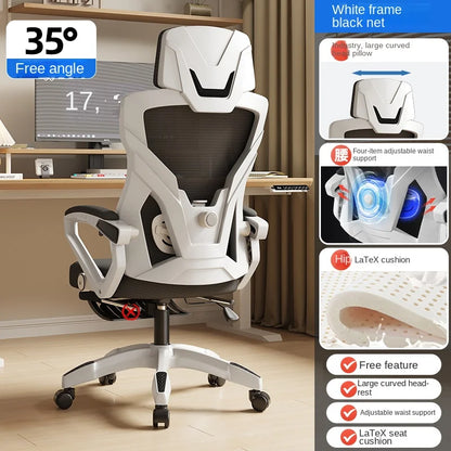 Seduta reclinabile ergonomica, sedia da ufficio confortevole, sedia per computer per la casa, dormitorio studenti, sedia gaming con poggiapiedi