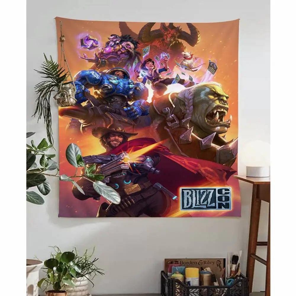 World of Warcraft Hero Colorful Tapestry Wall Hanging Hanging Tarot Hippie Wall Rugs Dorm Wall Art Decor