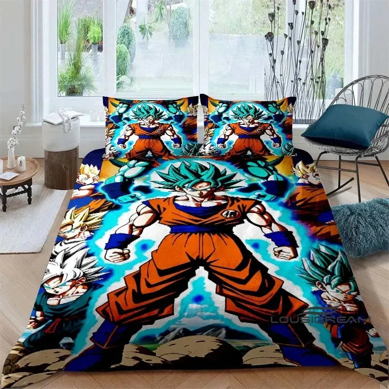 Cartoon/Anime Son Goku Dragon Ball Themed Printed Bedding Set: This soft and comfortable set includes a duvet cover and pillowcase