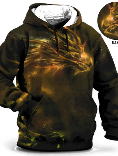 Chinese New Year Dragon Hoodie Men's Graphic Animal Prints Daily Classic Casual 3D Pullover Streetwear Hoodies Long Sleeve Hooded