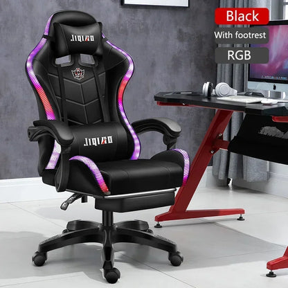 RGB Gaming Chair Ergonomic Computer Chair with Massage Function, Reclining Office Chair, Swivel Gamer Chair with Adjustable Height and Armrests