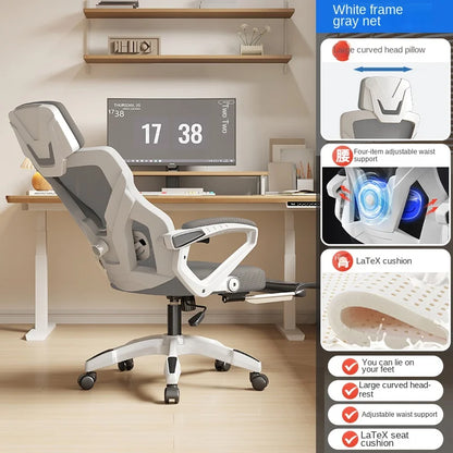 Seduta reclinabile ergonomica, sedia da ufficio confortevole, sedia per computer per la casa, dormitorio studenti, sedia gaming con poggiapiedi