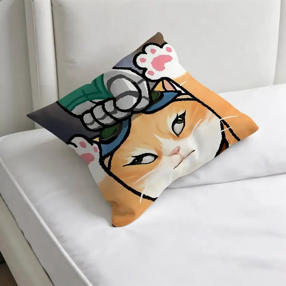 Jetpack Cat O-Overwatch Game Square Pillow Case Soft Decorative Throw Pillow Cover for Home Sofa Bed