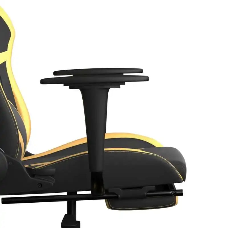 Gaming Chair with Footrest Black & Gold, Reclining Ergonomic Gaming Chair, 360° Swivel Leather Gaming Chair with Adjustable Height and Footrest