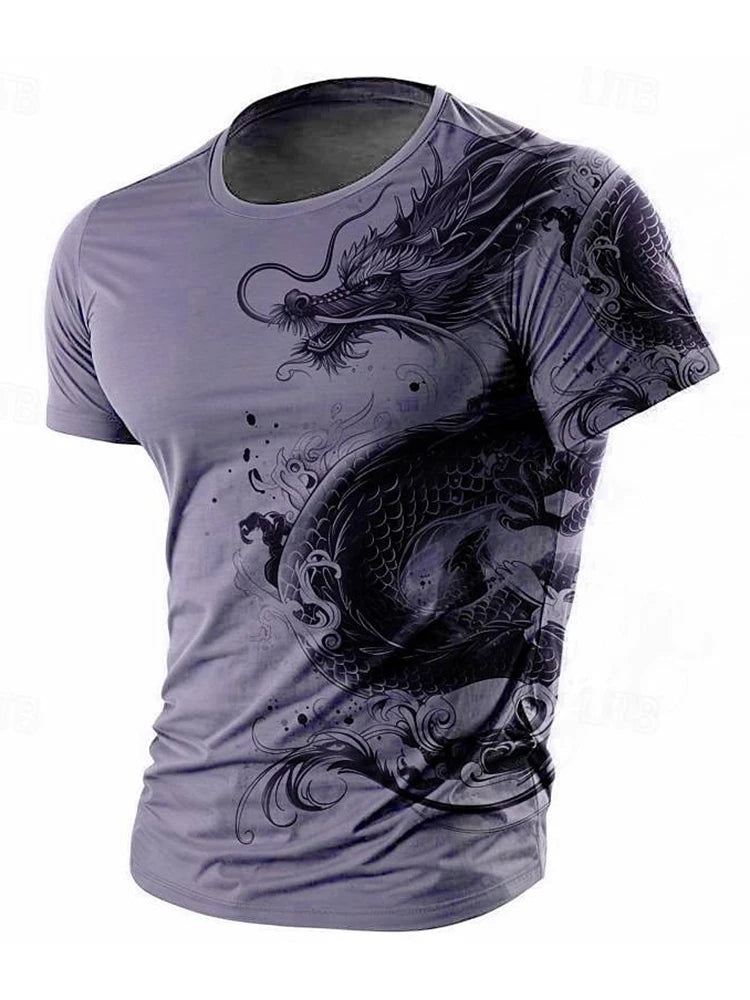 3D Dragon Print Men's T-shirt Summer Daily Casual Men's Street T-shirt Outdoor Sports Short Sleeve Urban Fashion Men's T-shirt