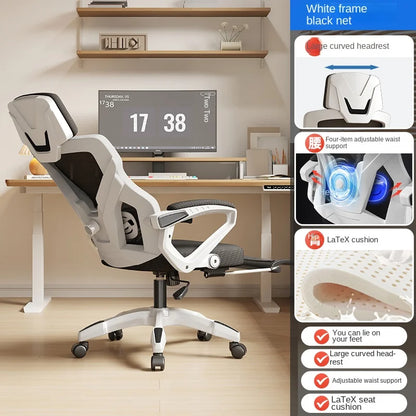 Seduta reclinabile ergonomica, sedia da ufficio confortevole, sedia per computer per la casa, dormitorio studenti, sedia gaming con poggiapiedi